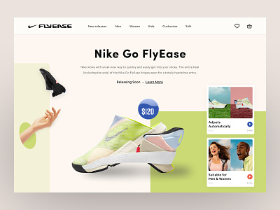 NIke Go FLyease | Web UI exploration buyer clean flyease header hero interface minimal nike shop sneaker sneakers ui website
