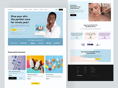 Cure & Care Homepage | Beauty product beauty color features footer girls homepage landing page makeup minimal online product shop shopify testimonial trendy design typogaphy women