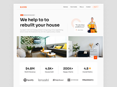 RATRY | Real estate homepage business home house landing page life living minimal real estate trendy ui website website design