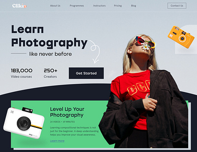 Clikin | Education web UI exploration class courses creative design education landing page learning online education photography school trendy ui website website design