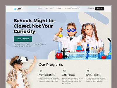 Lean v2 | Education website after school children creative distance learning education fun kids landing page learning minimal online class online education pre school school teacher ui website website design