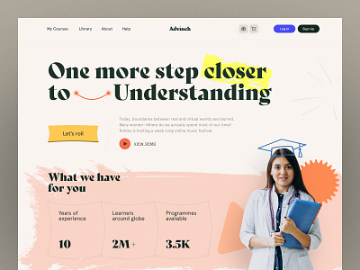 Advinch || Educational Web Exploration education header hero landing page product ui website website design