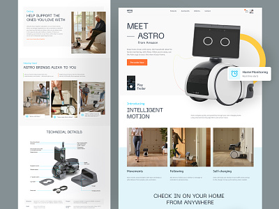 Amazon Astro | Household Robot for Home Monitoring ai alexa amazon amazon astro assistant astro design features homepage landing page product robot ui website website design