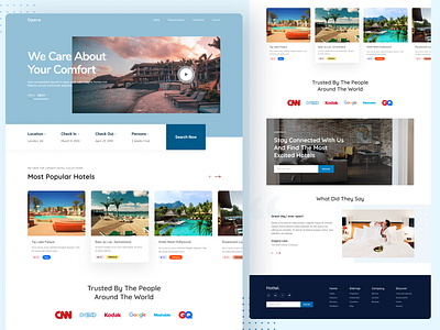 Opera Hotel Booking booking design features hotel hotel booking house housing landing page testimonial ui website website design