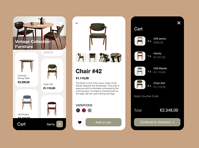 Furniture e-commerce ios mobile app screens app design iphone product shop shopping store ui user interface ux