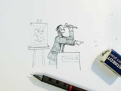 Auctioneer - story board art auctioneer illustration pencil rough story board