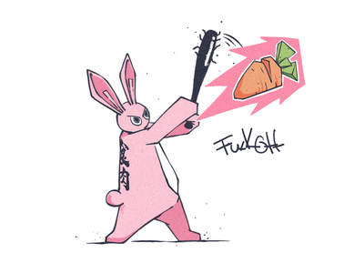 fack off illustration rabbit radish