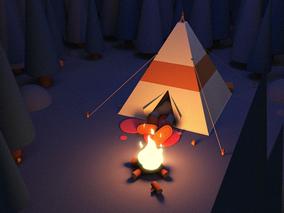 jungle 3d c4d illustration jungle tent