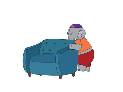 Hide and Seek baby draw elegant elephant hide hide and seek home illustartion illustration indoors lockdown play sofa