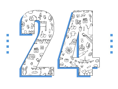 -24- 24 25 birthday blue cake happy pattern things