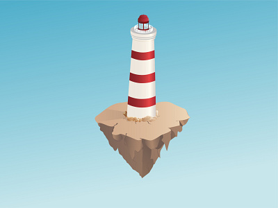 lighthouse Island 3d background banner design digital floating illustration island isometric lighthouse rocks ui vector