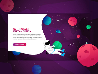 Getting lost Isn't an option app astronaut background banner design digital homepage illustration landingpage planet space stars ui ux vector web