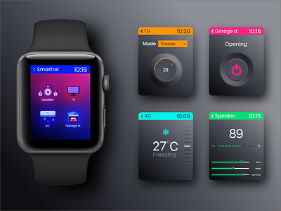 Smart control concept ui app background business design digital gray icon ios ios app design minimal remote remote control smart home smartwatch space ui ux web