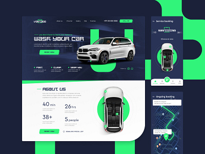 VANTAGE Carwash app car interface landing landing page landingpage ui uiux ux web webdesign