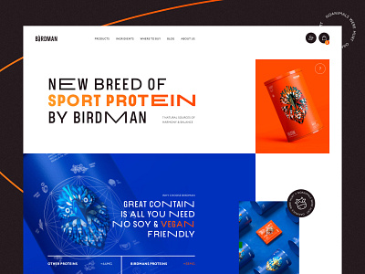 Birdman protein food interface landing landingpage package packaging ui uiux ux web webdesign website website design