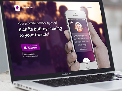 Promishare.com app apple ios mac mockup motivation screen webdesign
