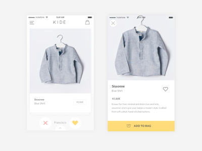 Swipe to like scytale minimal ui design cards swipe shopping ecommerce