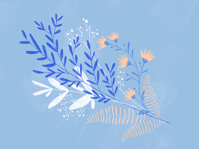 Meadow blue digital drawing flowers illustration meadow nature pastel color photoshop plants