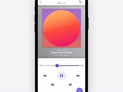 Daily UI Day009 Music Player animation app dailyui flat interaction microinteraction mobile mobile app music music player simple ui ux