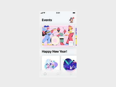 Events APP app design flat icon minimal ui ux