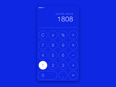 Calculator || UI Design 004 app blue calculator dailyui design iphone monochrome numbers ui