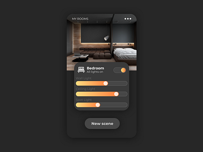 Settings || UI Design 007 app bedroom dailyui design gradient greyscale lights orange ui