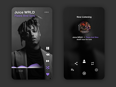 Music Player || UI Design 009 album app artist button dailyui design gradient minimalist music player purple song ui