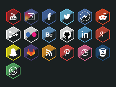 Hex Social Media Icons branding icon logo