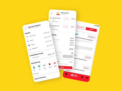 Food Delivery App brandings food and drinks food app design food apps food delivery app mcdonald offers payment paypal promos restaurants typography ui ui ux design uidesign ux