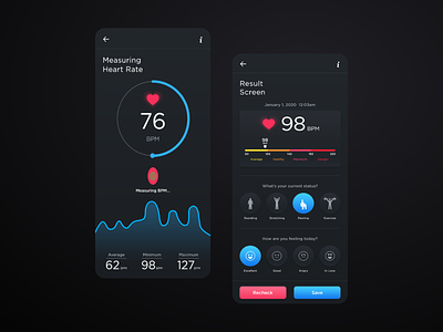 Heart Rate Monitor App app app design app designer bpm heart rate app heartbeat illustration mobile app mobileui pedometer ui ui ux design uidesign ux