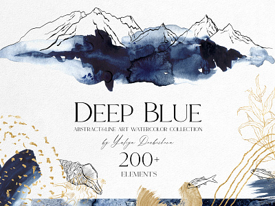 Deep blue and gold. Abstract watercolor set abstract shapes abstract watercolor blue texture landscape design line art logo underwater life watercolor watercolor background watercolor backgrounds watercolor shapes watercolor texture