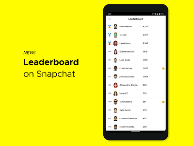 Snapchat Leaderboard dailyui dailyuichallenge leaderboard new ranking snap snapchat ui