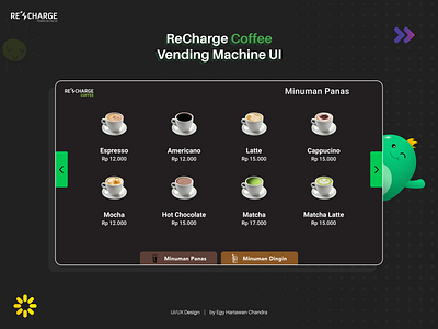 Coffee Vending Machine UI - Design Concept clean coffee coffee shop design espresso figma homepage landing page modern recharge simple ui ui ux ux vending machine