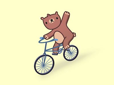 bear on a bicycle 2d illustration art art entertainment artist artwork character illustration illustration art procreate art