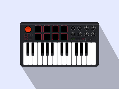 Midi keyboard design flat icon illustration minimal vector