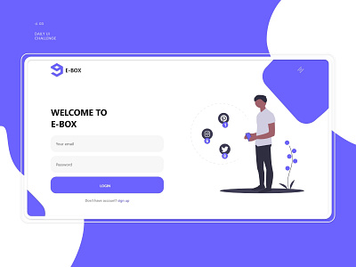 Welcome to e-box daily ui challange design flat login page design minimal ui ui. ux ux web website website design website header design