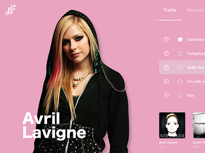 Music Player avril design lavigne music album music app music player pink web