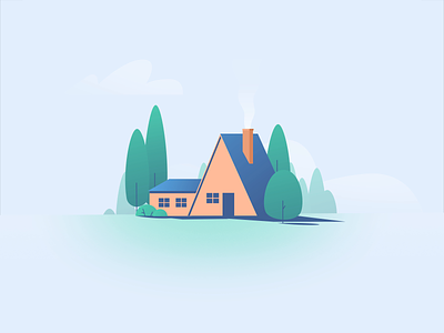 fake 3D House 3d after effect animation design download fake forest free gif home house illustration loop motion graphic perspective shape simple smoke tree