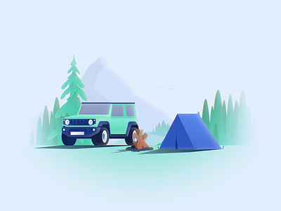 Campfire Day/Night 3d after effects aniamtion camping car day fake fire forest hunangsx hunangsx jimny landscape loop night shapes suzuki tent transition tree