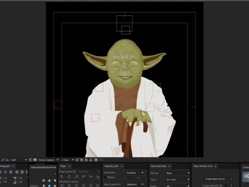 Star Wars Yoda Rig in after effects animation character gif loop rogueone starwars starwarsgames starwarsrebels theforceawakens yoda