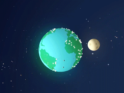 World of pain after effects cinema 4d discomfit earth femail flat gif globe loop moon simple stars
