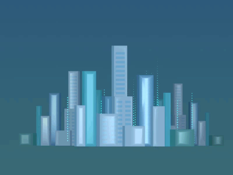 Shining city after effects building city clear downtown flat landscape line loop shine simple