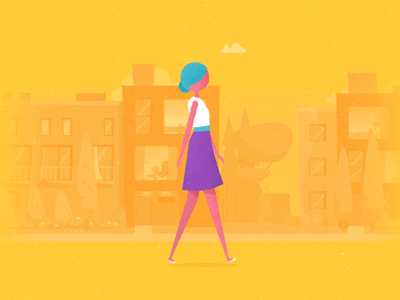 Walking Girl after effects background bounce character city cycle fun illustration loop texture walk women