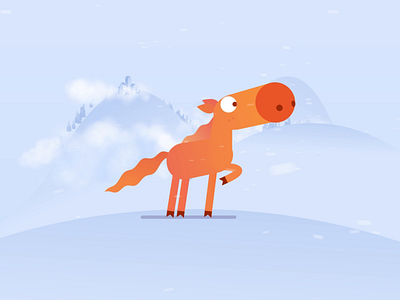 Fiery horse 2019 animation character christmas cloud deer donkey hero horse illustration morph simple winter