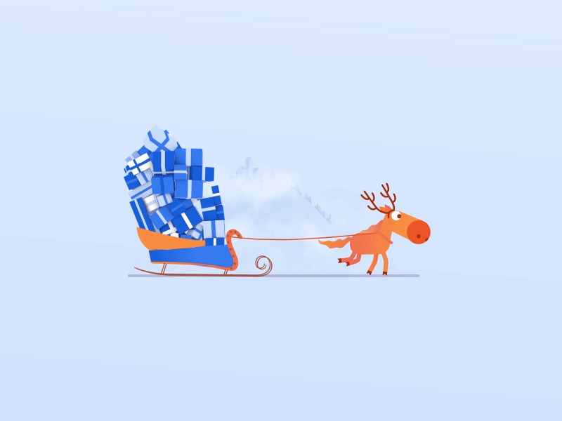 Christmas is coming 2019 after effects animation character christmas cycle deer gift horse illustration new year run sleigh snow winter