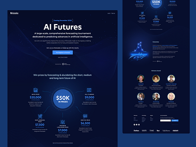 Landing Page - AI Futures tournament by Metaculus ai dark theme landing page design web design