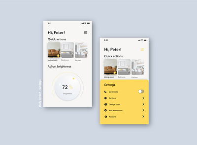 Daily UI 007 -Settings adobe xd app dailyui dailyui 007 lighting design ui userinterface