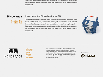 Monospace Misc And Footer conference layout minimalist monospace web