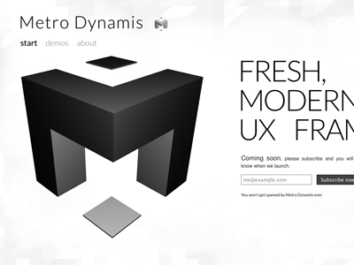 Metro Dynamis Launching Soon coming css dynamis framework html html5 metro screen soon splash style user experience ux