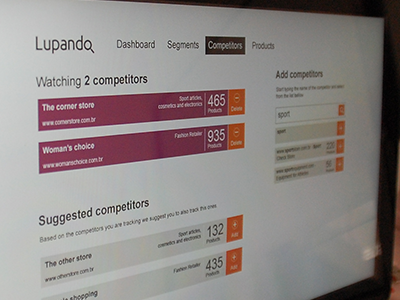 Competitors business intelligence lupando metro ui ux web